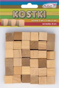 Kostki drewniane naturalne 15 x 15 x 15mm, op. 36szt. PK-0493, Aliga