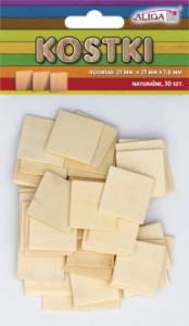 Kostki drewniane naturalne 25 x 25 x 1,3mm, op. 50szt. PK-0639 Aliga