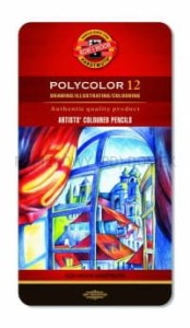Kredki ołówkowe Koh i Noor Polycolor 12 kolorów w metalowej kasecie
