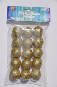 Kulki styropianowe brokatowe KSB-1605 złote 30mm, op. 15szt., Aliga