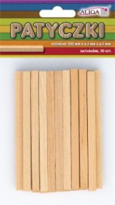 Patyczki kreatywne naturalne 6,5x6,5x100mm 30szt Aliga