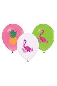 Balony kolorowe z nadrukiem Flamingi i Ananasy 5 sztuk Godan