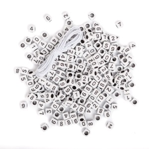 Koraliki, 40G, Cyferki Czarne Na Białej Bazie Dpcraft