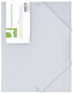 TECZKA Z GUMKĄ Q-CONNECT, PP, A4, 400MIKR., 3-SKRZ., TRANSPARENTNA BIAŁA