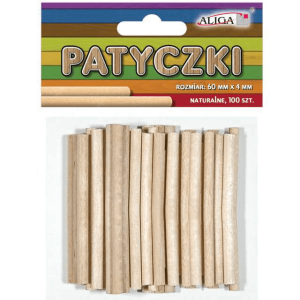 Patyczki kreatywne naturalne okrągłe 60x4mm 100szt, Aliga