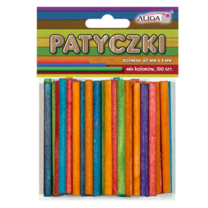 Patyczki kreatywne kolorowe okrągłe 60x4mm 100szt, Aliga