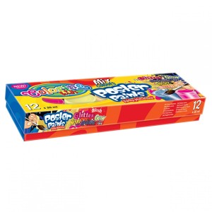 Farby plakatowe Colorino 12 kolorów mix efektów - brokat, świecące, metaliczne, neon 