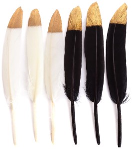 Piórka Dekoracyjne, Black & Ecru 13-15 Cm, 6 Szt Dpcraft