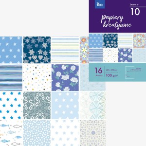Papiery kreatywne 16 ark. 100 g/m2 zeszyt nr 10 KB030-10, Tetis