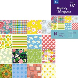 Papiery kreatywne 16 ark. 100 g/m2 zeszyt nr 07 KB030-07, Tetis