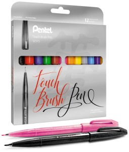 Pisaki pędzelkowe Pentel Brush Signt Pen 12 kolorów SES15C