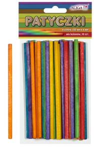 Patyczki drewniane kreatywne kolorowe 100x4mm 50 szt.,  Aliga