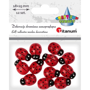 Dekoracje drewniane Biedronki samoprzylepne 12 szt. 18x25 mm, Craft Fun