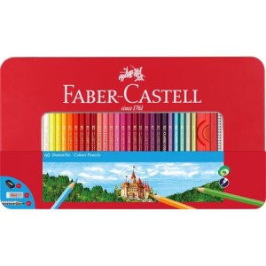 Kredki ołówkowe Faber-Castell 60 kolorów w metalowym pudełku Rycerze