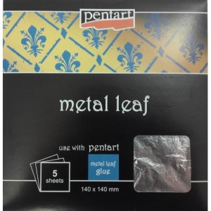 Folia do złoceń w arkuszach 14 x 14 cm 5 ark. Srebrna, Pentart