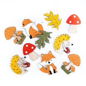 Drewniane motywy leśne samoprzylepne 10 szt. multikolor., Dp Craft